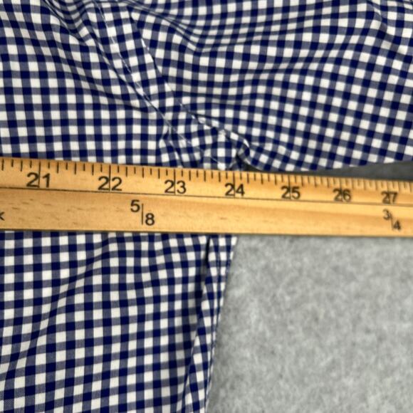 Uniqlo Shirt Large Navy Blue Gingham Check Button Up Long Sleeve Casual Mens - Picture 6 of 10
